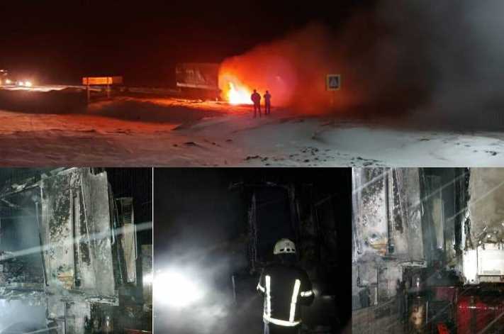 В Донецкой области на блокпосту загорелся грузовик