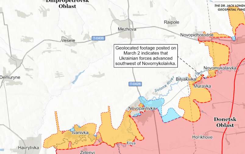 ВСУ продвинулись вблизи границы Донецкой и Днепропетровской областей – ISW